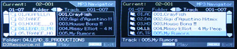 DVJ-X1 MP3 navigation menu for real