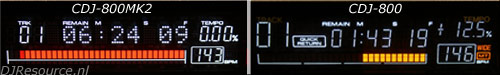 Pioneer CDJ-800MK2 Main Display compared to CDJ-800